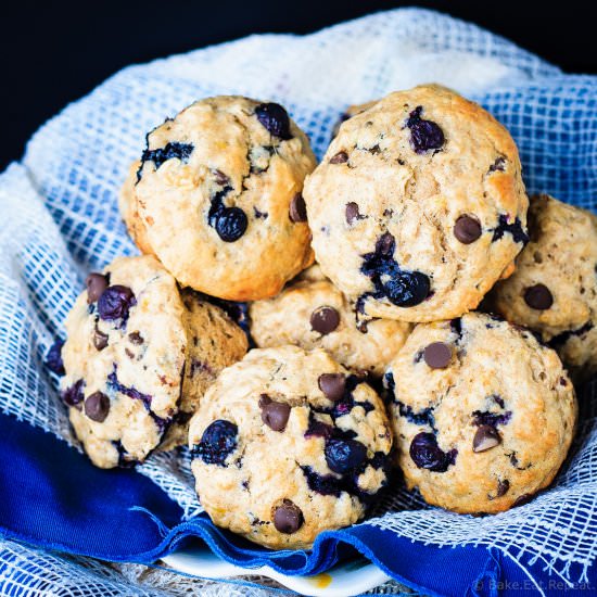 Healthy Banana Blueberry Muffins