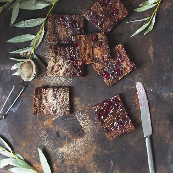 Vegan Lingonberry Brownies