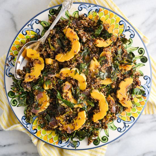 Squash, Kale, and Wild Rice Pilaf