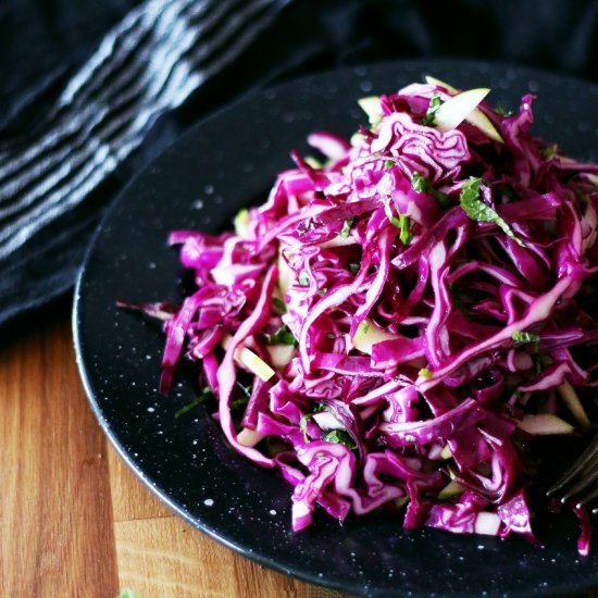 Red Cabbage, Mint, and Apple Slaw