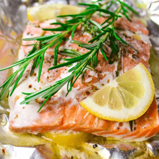 Baked Rosemary Salmon in Foil