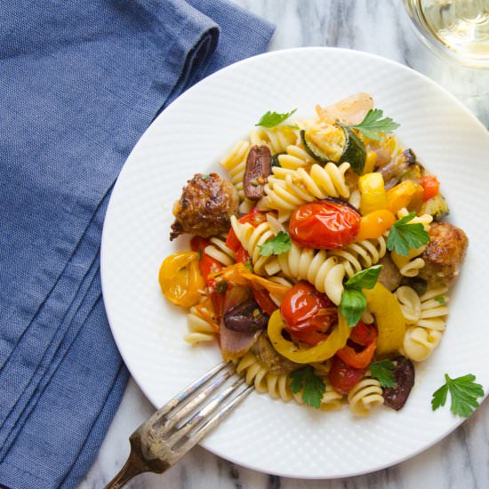 Italian sausage veg and pasta