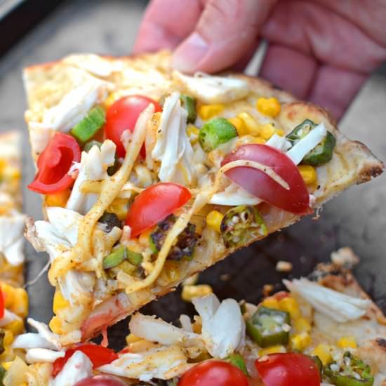 Grab, Okra, and Gouda Flatbreads