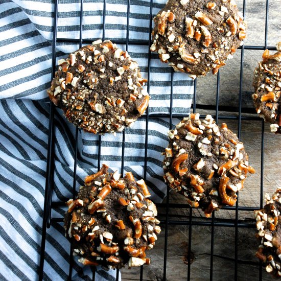 Chocolate Peanut Pretzel Cookies