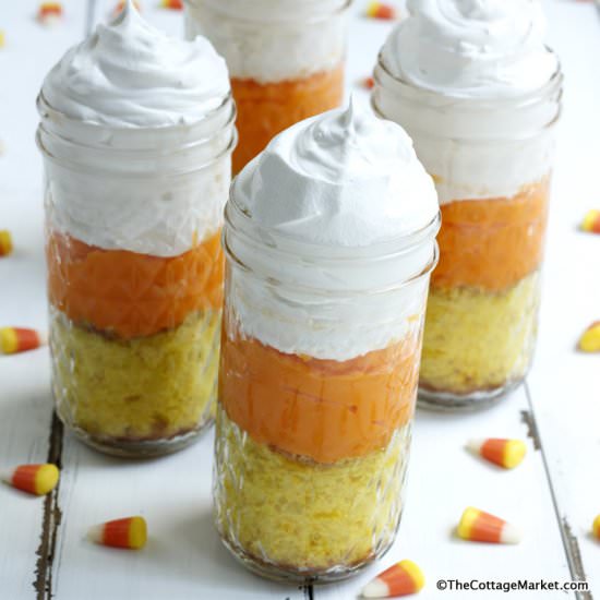 Candy Corn Cupcake In a Jar