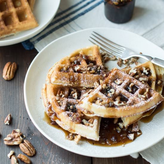 Pecan Waffles w/ Maple Bacon Compote