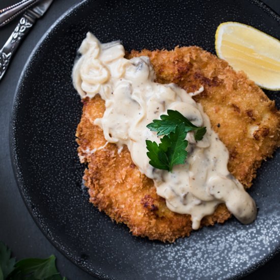 Pork Schnitzel with Mushroom Gravy