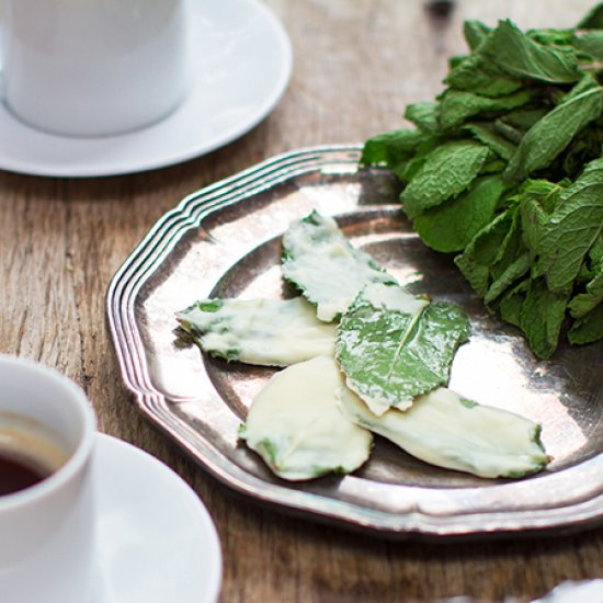 White Chocolate Mint Leaves