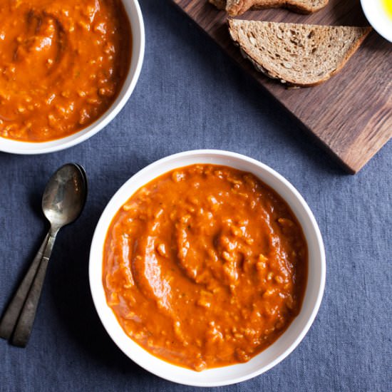 Roasted Tomato Basil Rice Soup