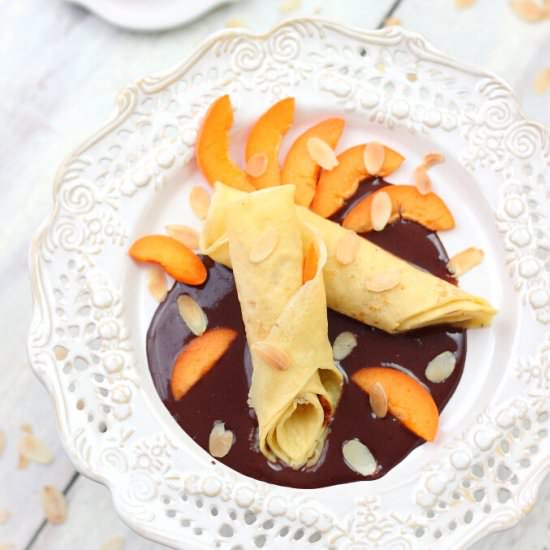 Almond Crepes with Chocolate Sauce