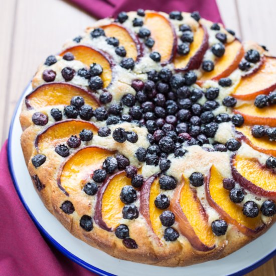 Peach and Blueberry Yogurt Cake