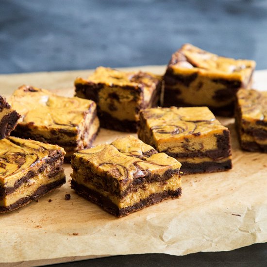 Pumpkin Cheesecake Swirl Brownies