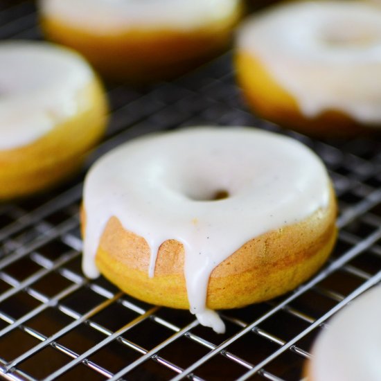 Mini Pumpkin Donuts w/ Vanilla Glaze