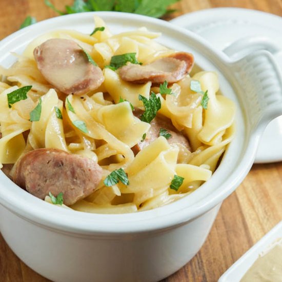 Egg Noodles with Bratwurst