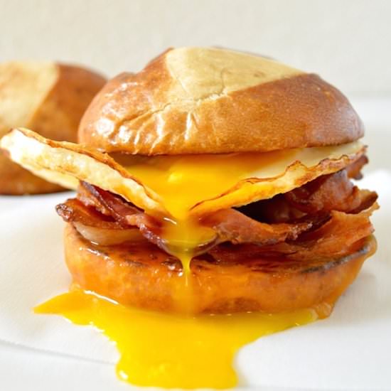 Pretzel Bun Breakfast Sandwich