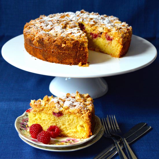 Almond Raspberry Crumble Cake