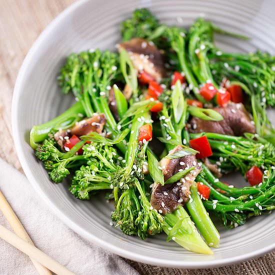 Stir-fry Broccolini and Shiitake