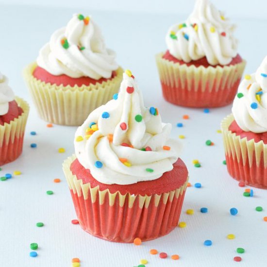 Eggless Red Velvet Cupcakes