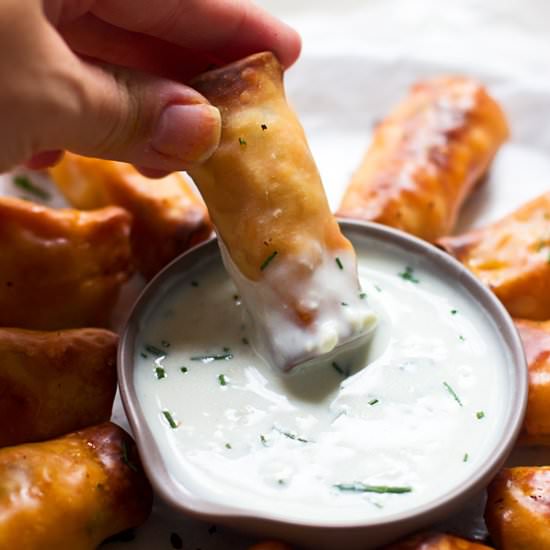 Baked Buffalo Chicken Egg Rolls