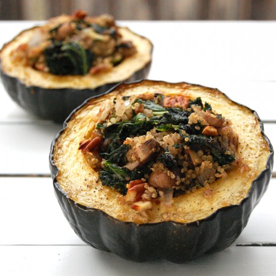 Mushroom and Kale Stuffed Acorn Squash