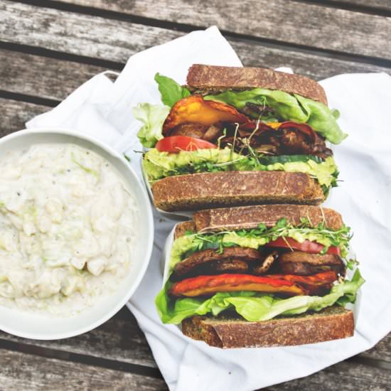 Vegan Club Sandwich with Coleslaw