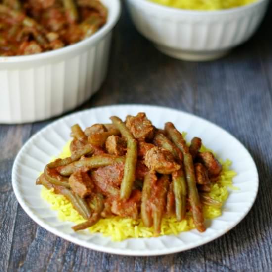 Green Bean Stew with Turmeric Rice