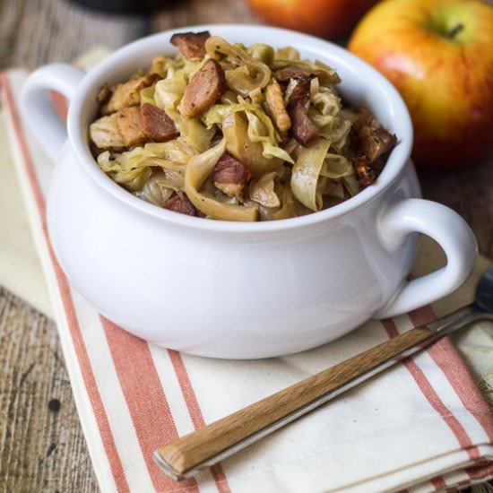 Beer Braised Cabbage with Apples