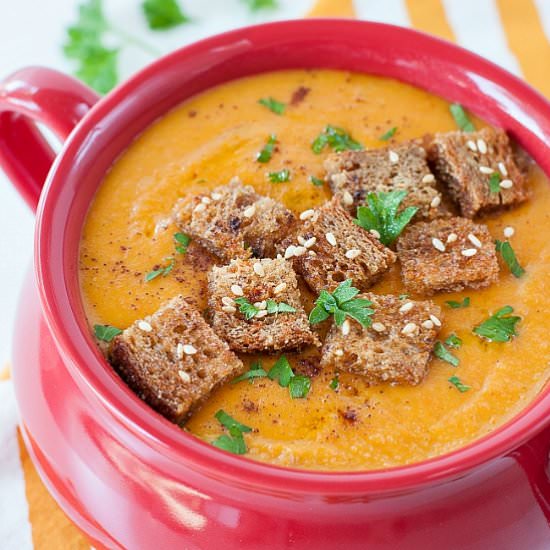 Roasted Carrot, Sweet Potato Soup