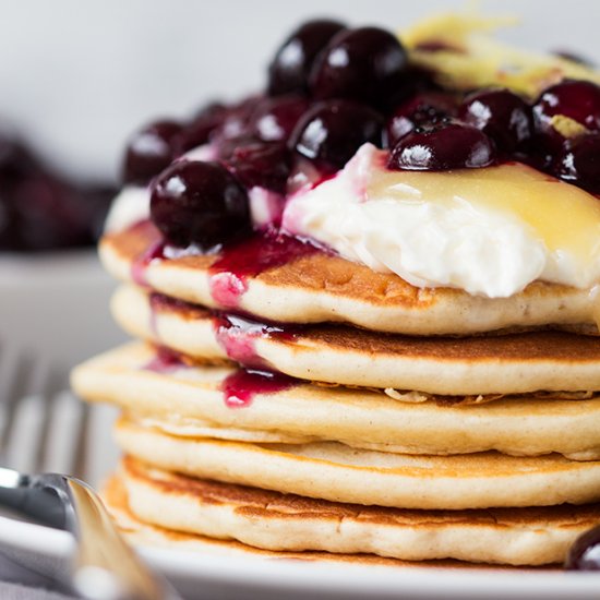 Blueberry Lemon Cheesecake pancakes