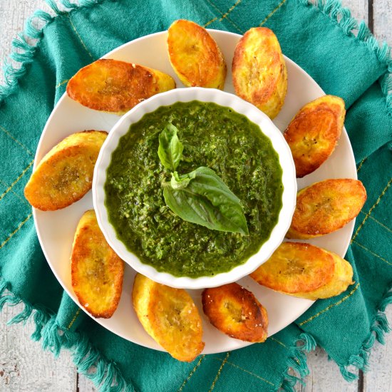 Pan-Fried Plantains + Chimichurri