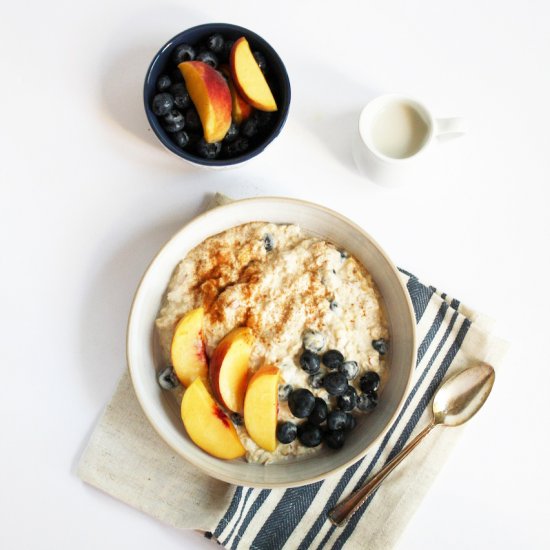 Chilled Peach + Blueberry Oatmeal