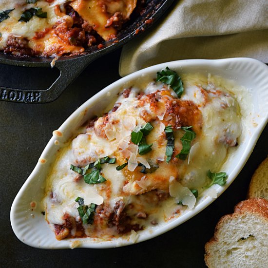 Cheesy Baked Ravioli Skillet