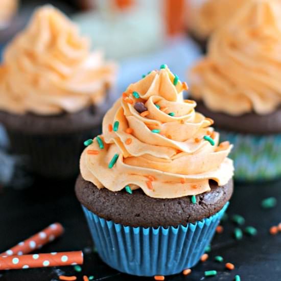 Pumpkin Brownie Cupcakes