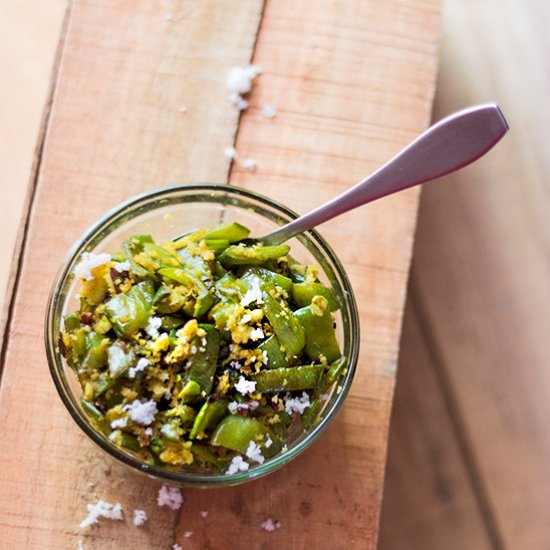 Stir Fried Flat Beans with Coconut