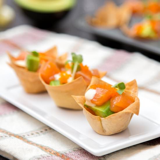 Mini Salmon Wonton Cups