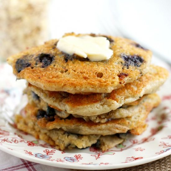 Vegan Blueberry Oatmeal Pancakes