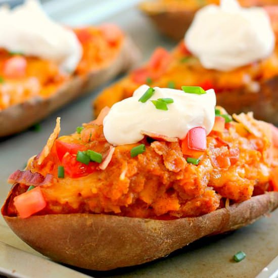 Loaded Twice Baked Sweet Potatoes