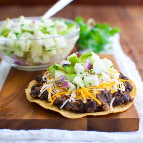 Black Bean Tostadas and Apple Salsa