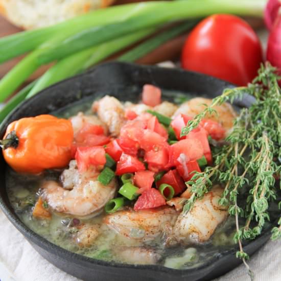 Skillet Simmered Jerk Shrimp