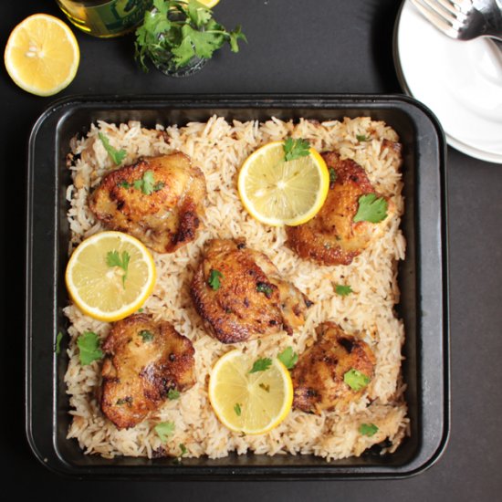 Baked Greek Chicken & Oregano Rice