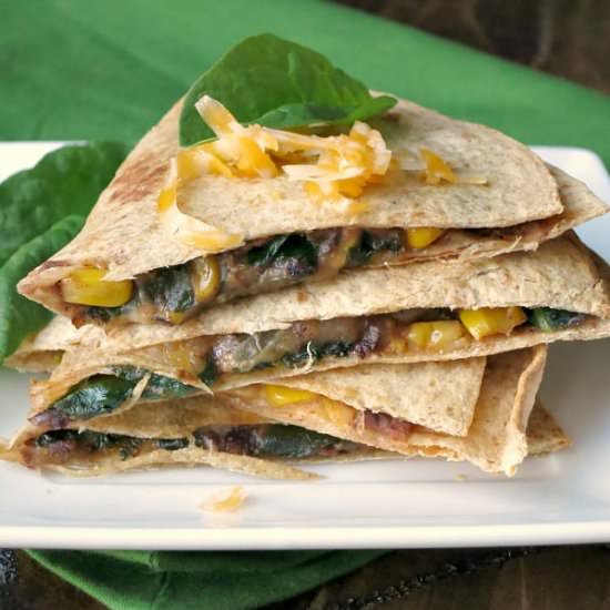 Black Bean Spinach Baked Quesadilla