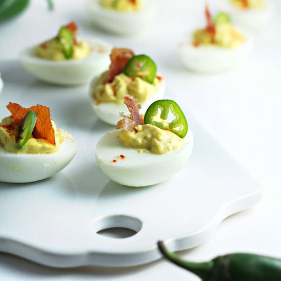 Jalapeno Deviled Eggs with Smoked Paprika