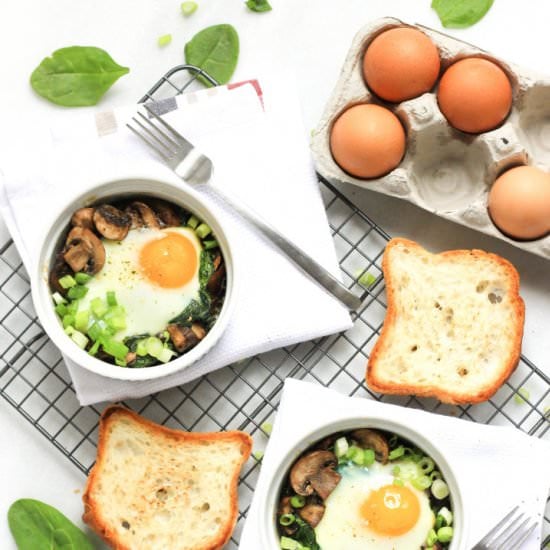 Baked Eggs with Spinach & Mushrooms