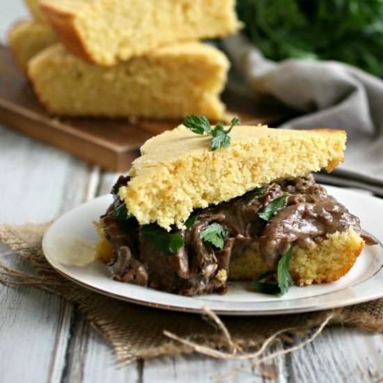 Cornbread and Pot Roast Sandwich