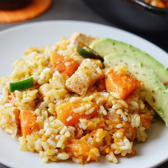 One Pot Chicken and Pumpkin Rice