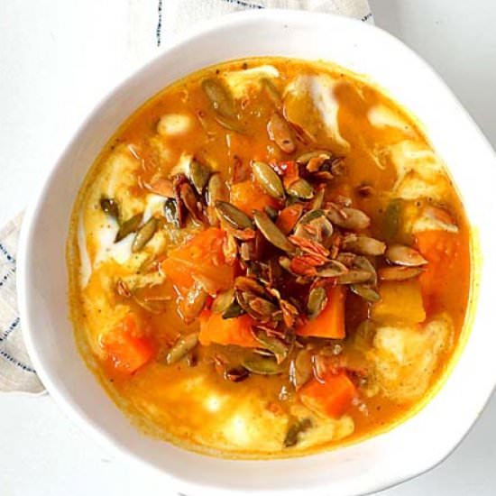 Curried Squash & Sweet Potato Soup