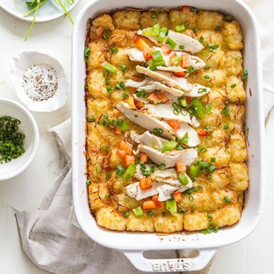 Chicken Fajita Tater Tot Casserole