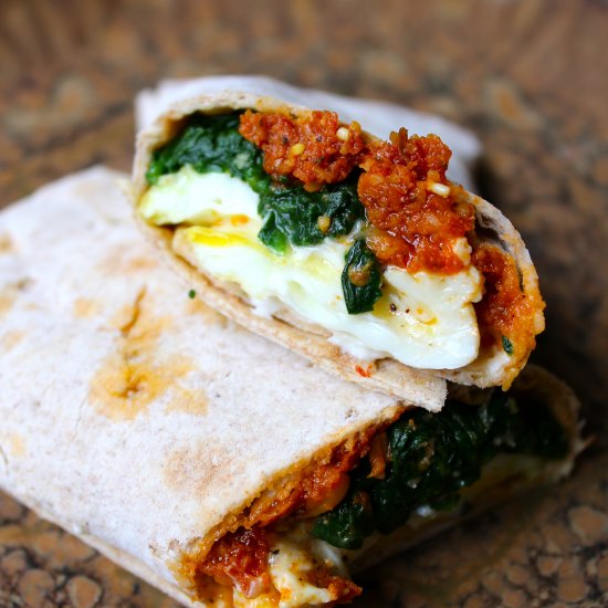 Egg White and Pesto Breakfast Wrap