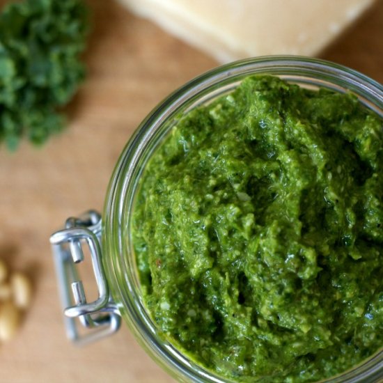 Autumn Kale Pesto w/ Pine Nuts