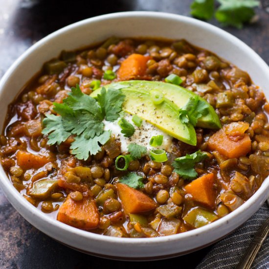 Chipotle Sweet Potato Lentil Chili